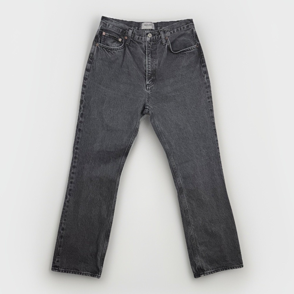 AGOLDE 90's High Rise Straight Black Button Zip Fly Jeans Actual Fit 29x29 inchs